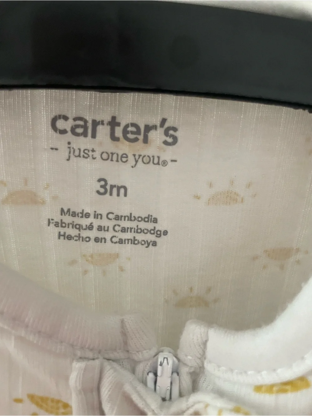 Carter's White Ribbed Footed One-Piece with Yellow Sun Print
